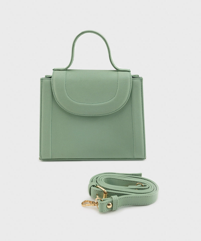 Faux Leather Top Handle Bag