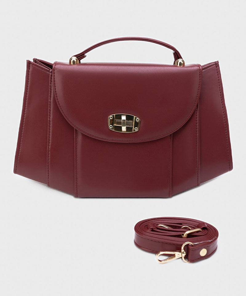 Faux Leather Top Handle Bag