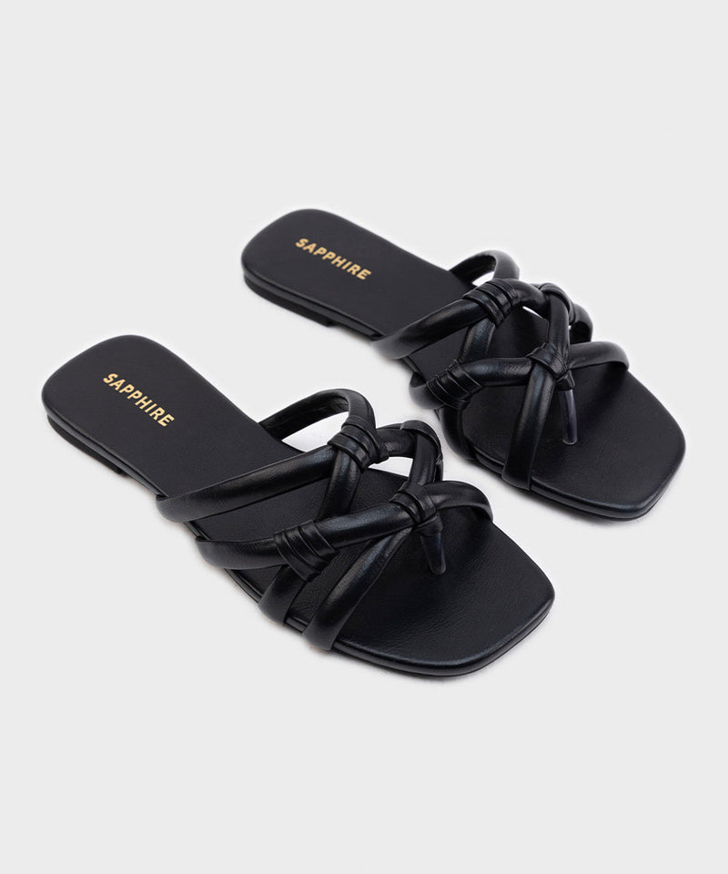 Square Toe Flats with Knot Detail