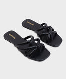 Square Toe Flats with Knot Detail