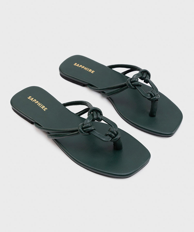 Square Toe Flats with Knot Detail