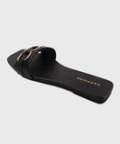 Square Toe Flats with Buckle Detail