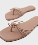 Square Toe Flats with Knot Detail