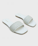 Square Toe Flats with Weave Detail