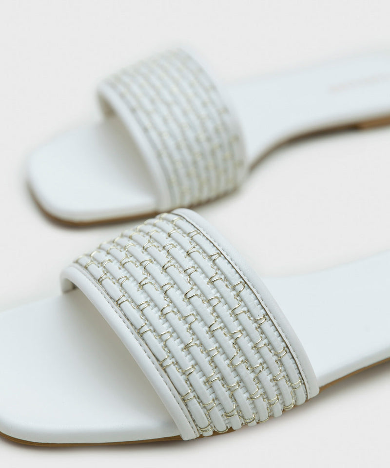 Square Toe Flats with Weave Detail