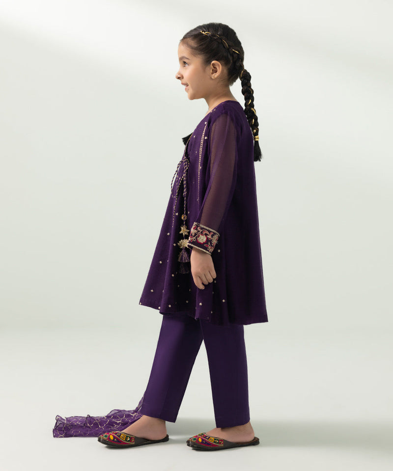 3 Piece - Embroidered Khaddi Net Suit