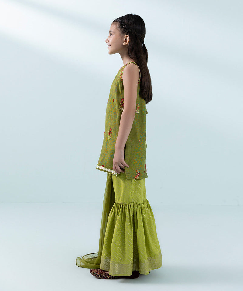 3 Piece - Embroidered Khaddi Net Suit