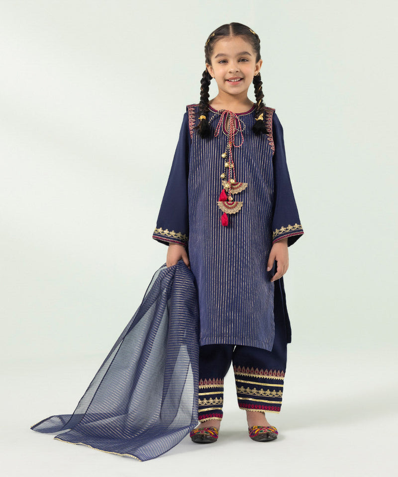 3 Piece - Embroidered Organza Suit