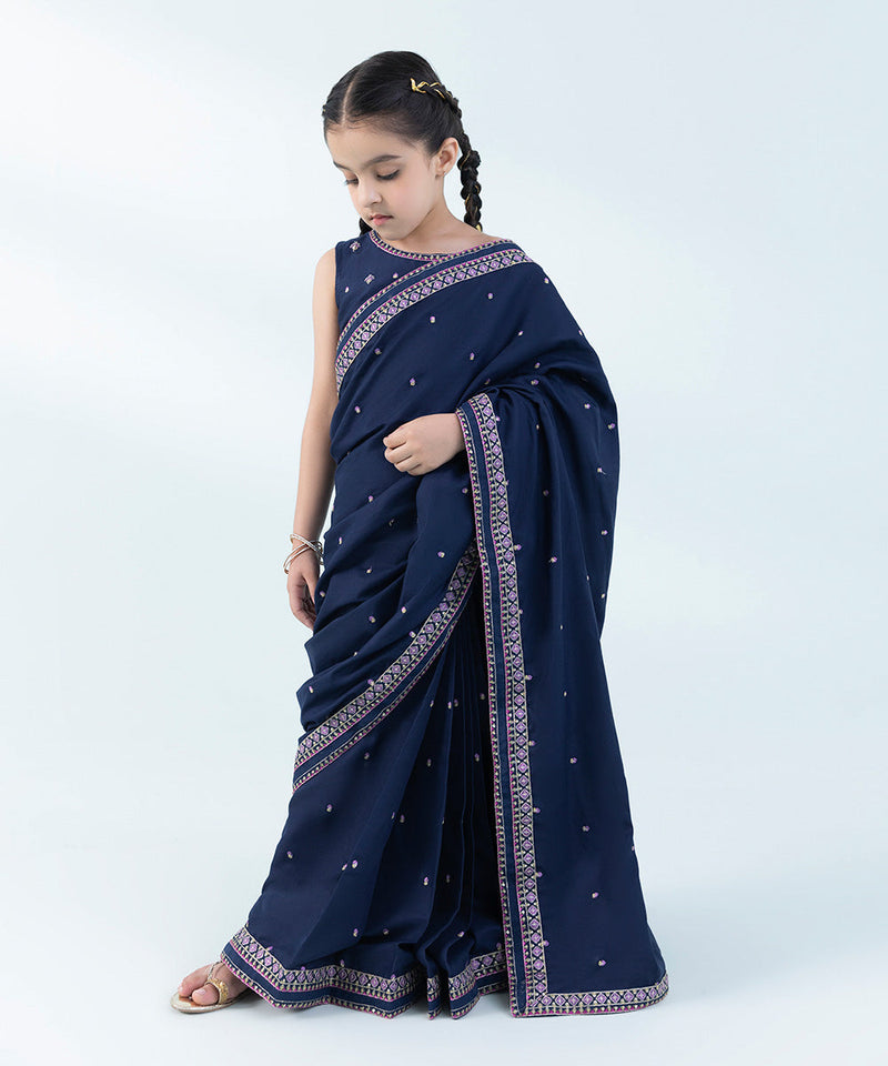 2 Piece - Embroidered Cotton Satin Suit