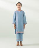 2 Piece - Embroidered Cotton Satin Suit