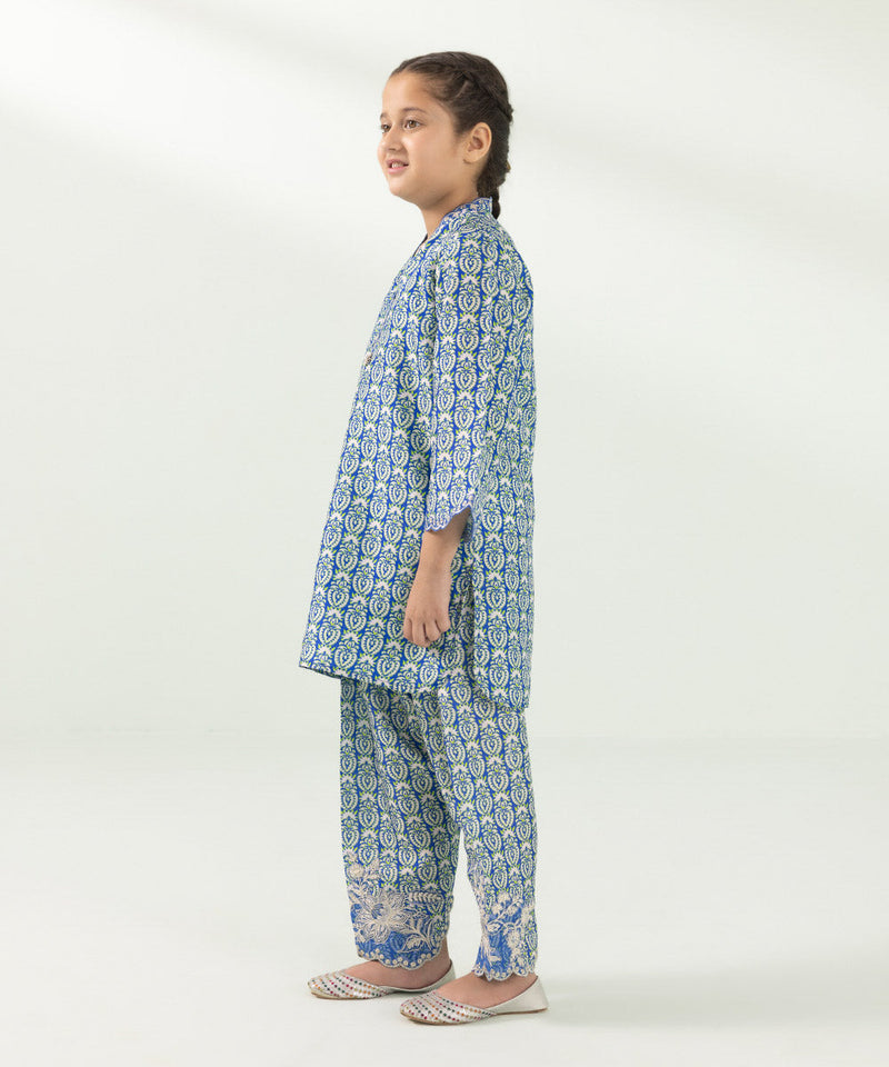 2 Piece - Embroidered Raw Silk Suit