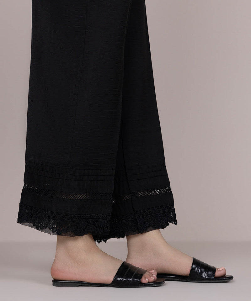 Raw Silk Straight Pants