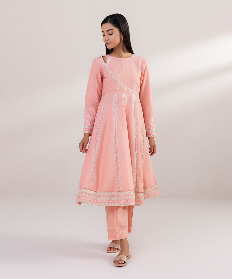 Embroidered Dobby Flared Shirt