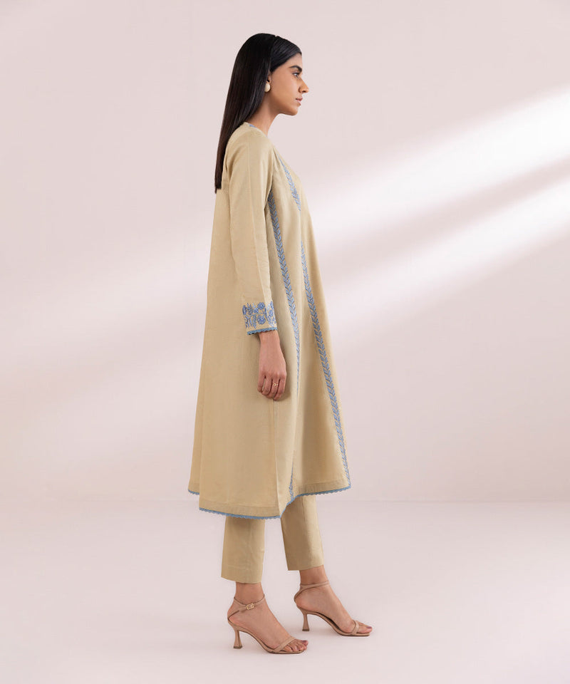 Embroidered Dobby Flared Shirt