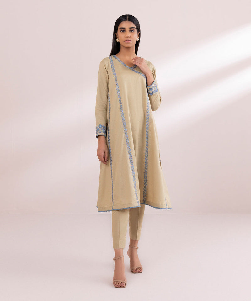 Embroidered Dobby Flared Shirt