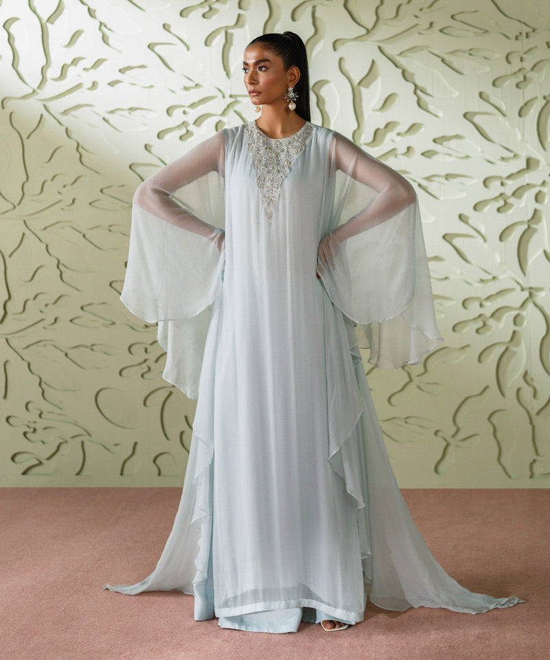 2 Piece - Embroidered Chiffon Suit