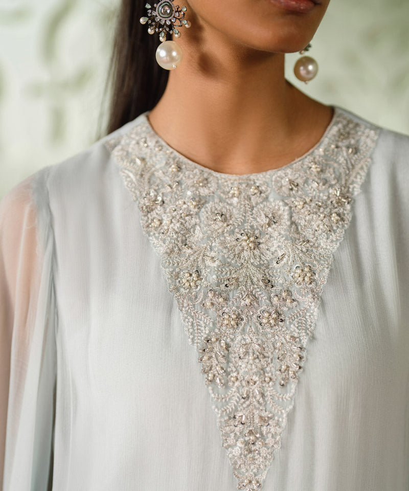 2 Piece - Embroidered Chiffon Suit