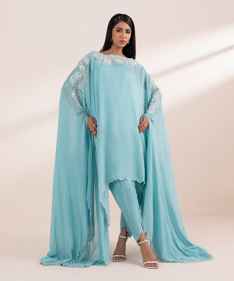 2 Piece - Embellished Chiffon Suit