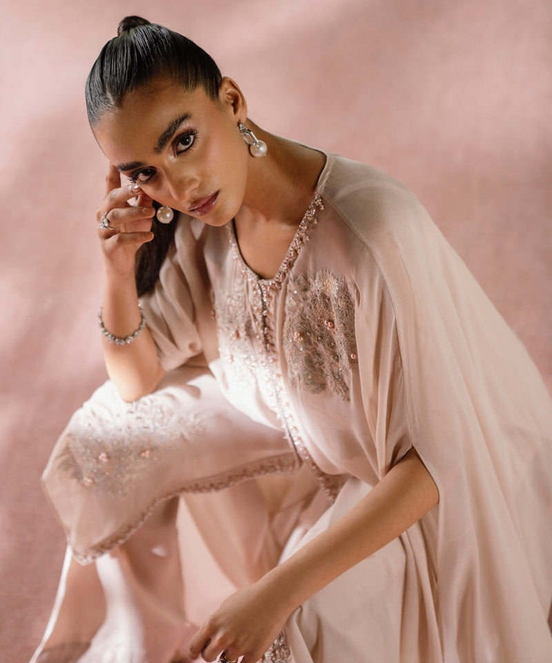 2 Piece - Embroidered Chiffon Suit