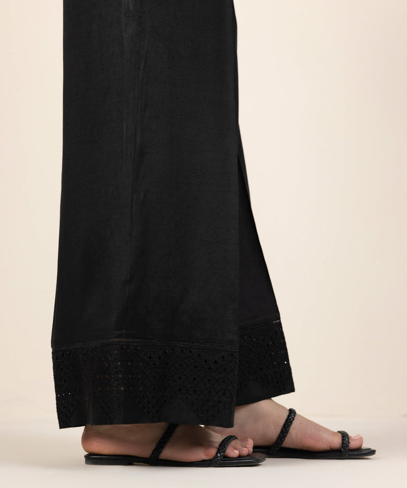 Embroidered Raw Silk Culottes