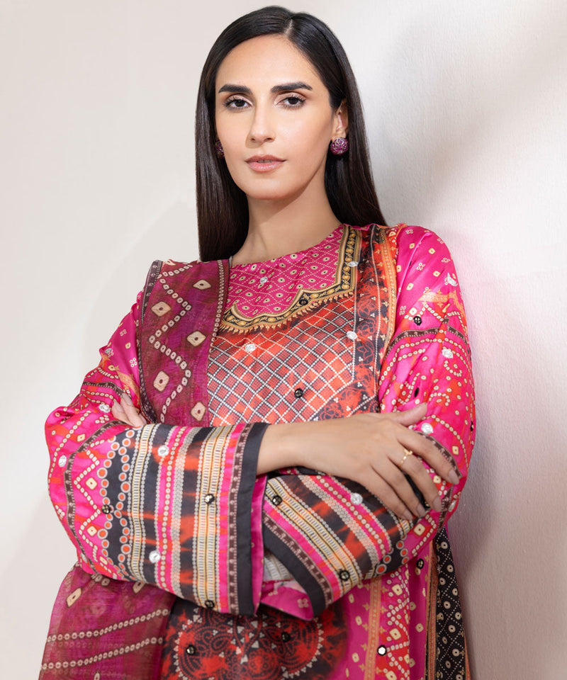 3 Piece - Embroidered Silk Suit