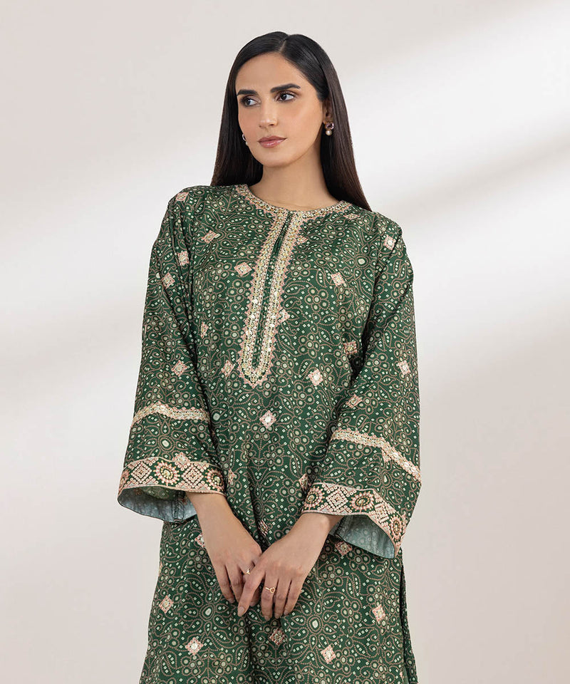 2 Piece - Embroidered Silk Suit