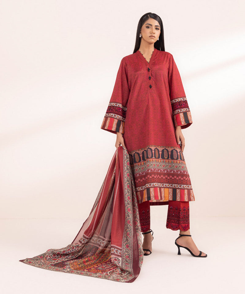 3 Piece - Embroidered Silk Suit