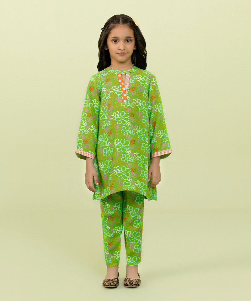 2 Piece - Printed Raw silk Suit