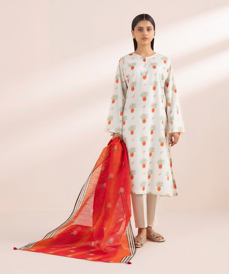 Printed Net Dupatta