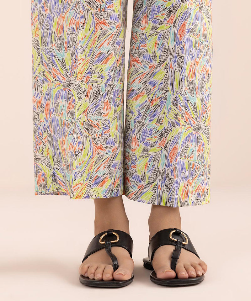 Printed Cambric Straight Pants
