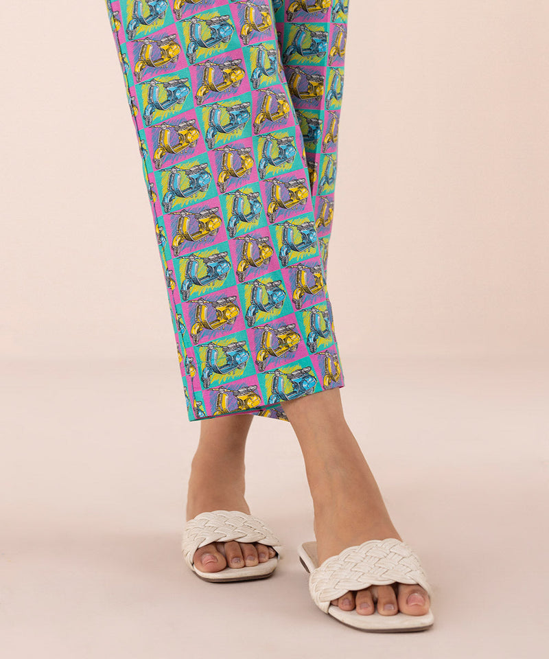 Printed Cambric Straight Pants