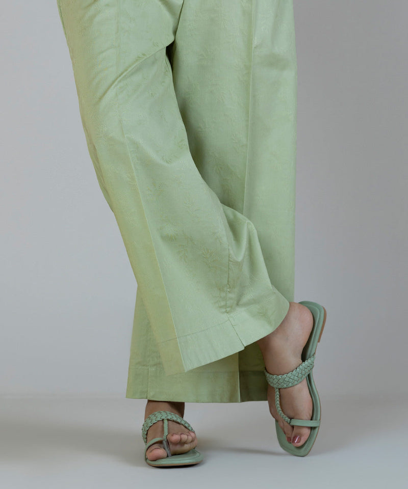 Cotton Jacquard Flared Pants