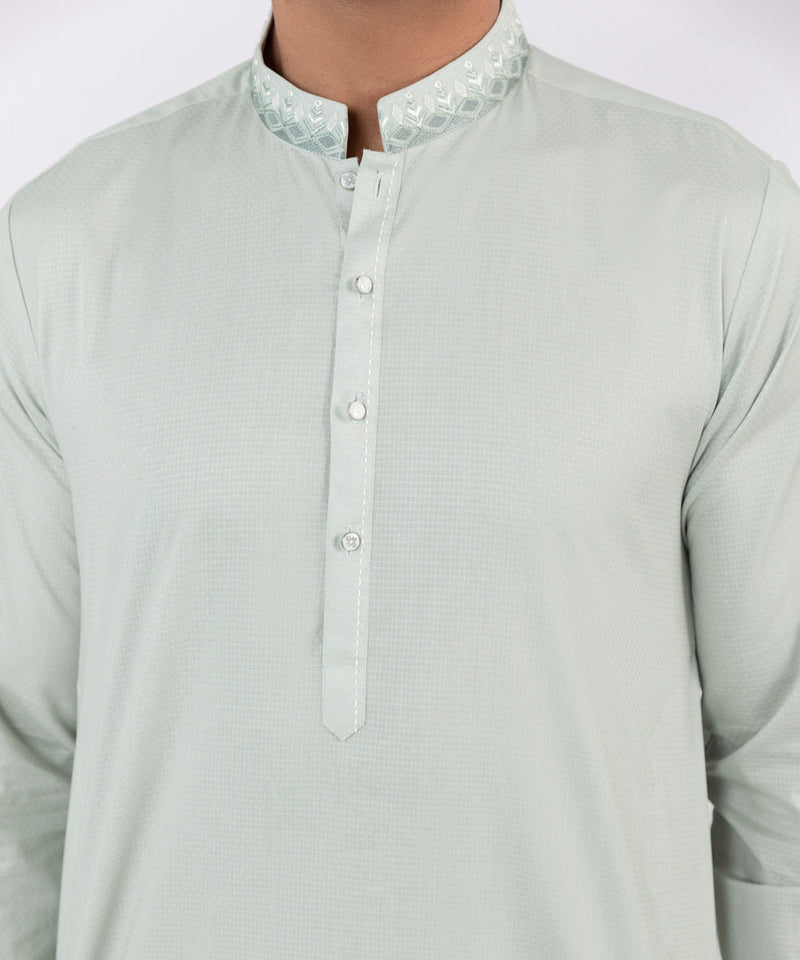 Embroidered Cotton Dobby Suit