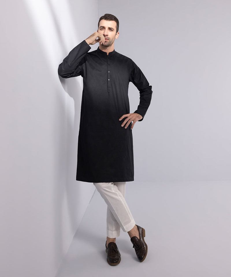 Embroidered Cotton Jacquard Kurta
