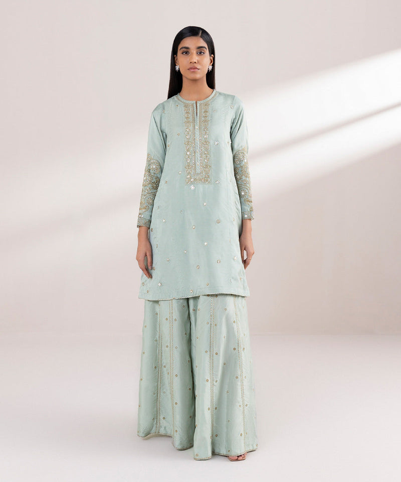 Embroidered Raw Silk Shirt