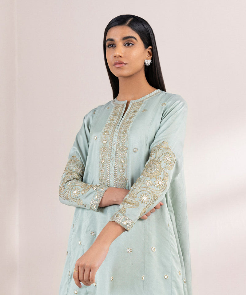 Embroidered Raw Silk Shirt