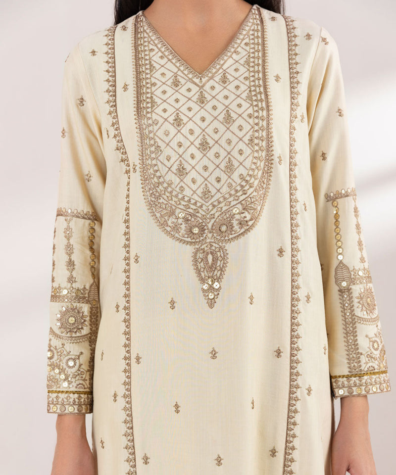 Embroidered Raw Silk Shirt