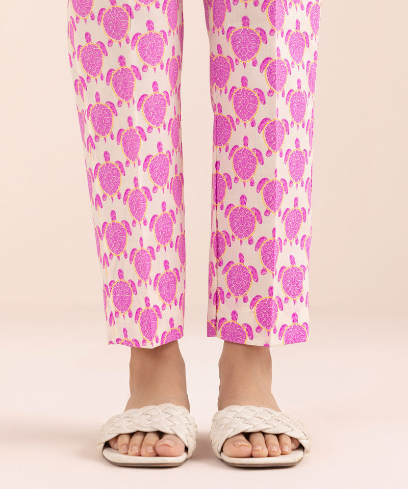 Printed Cambric Cigarette Pants