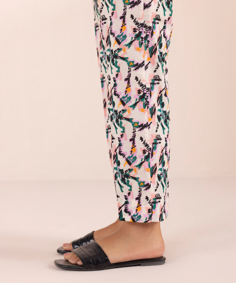 Printed Lawn Cigarette Pants