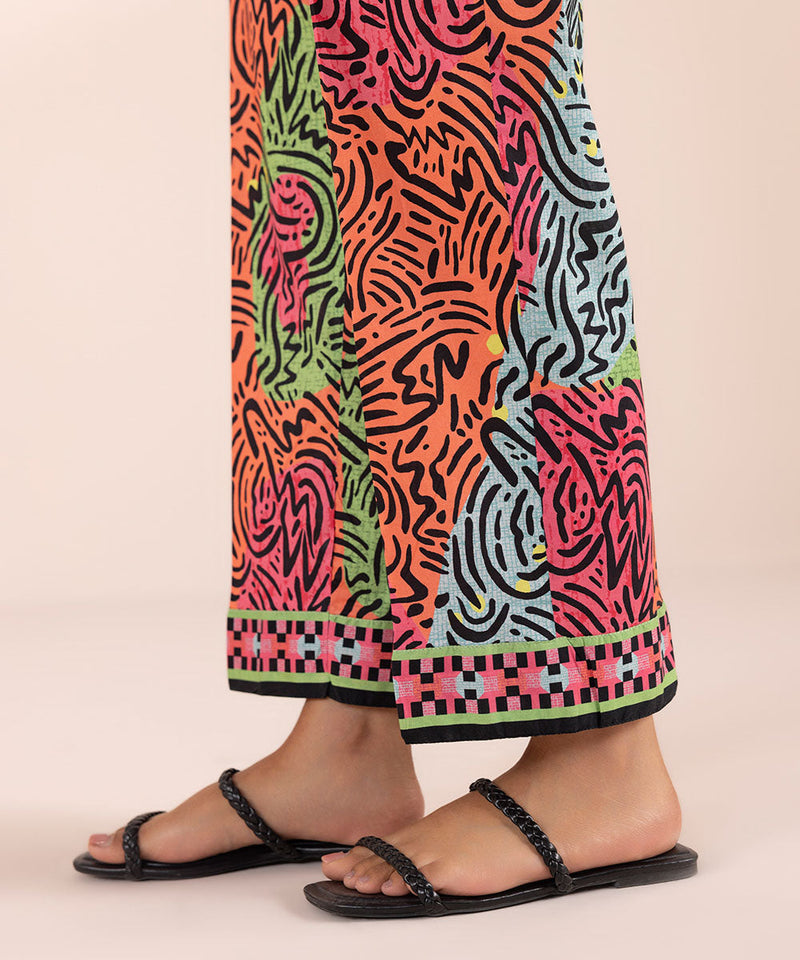 Printed Lawn Straight Pants
