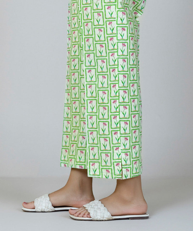 Printed Poplin Straight Pants
