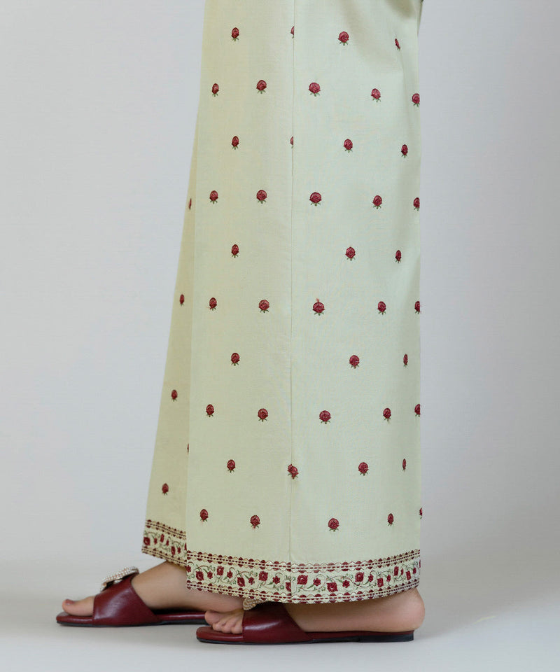 Embroidered Cambric Flared Pants