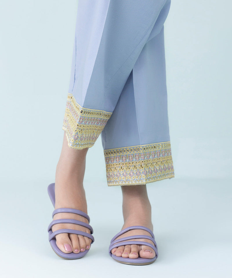 Embroidered Cambric Straight Pants