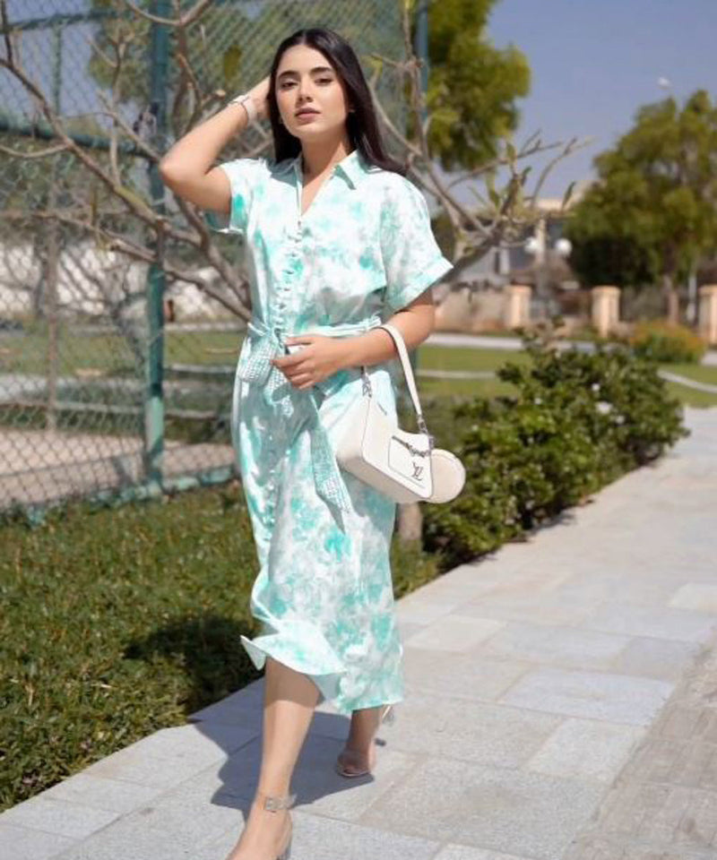 Printed Kimono Dress With Belt