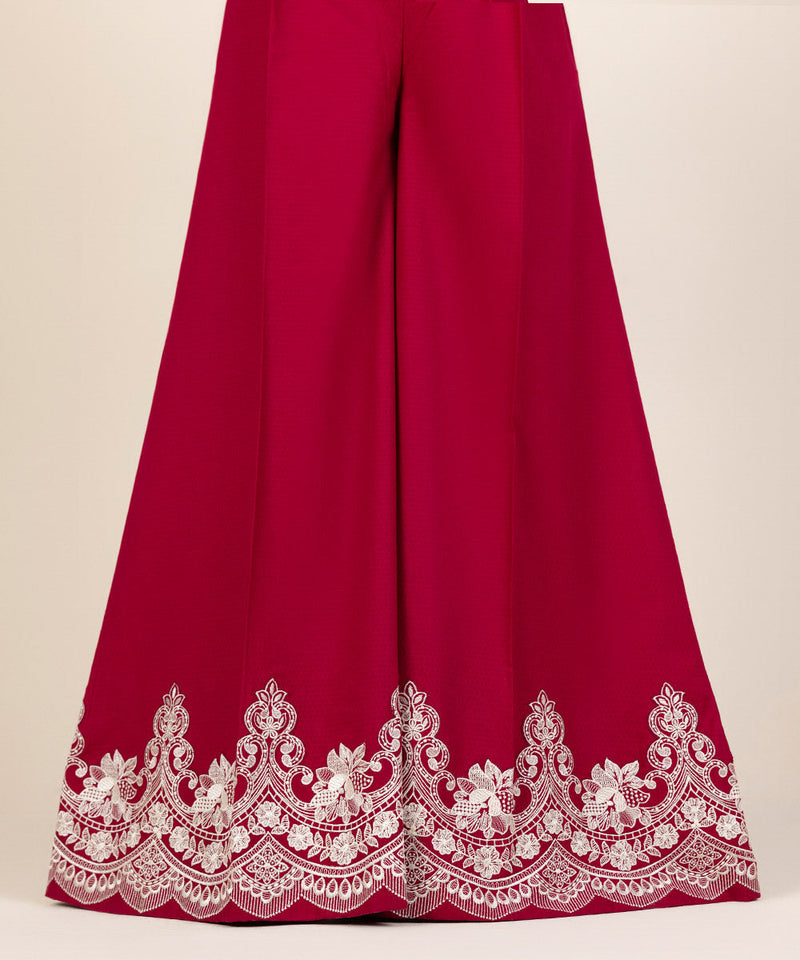 Embroidered Dobby Flared Pants