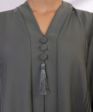Button Through Abaya With Tassel Detail