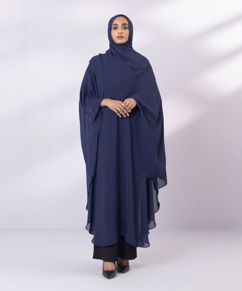 Poncho Abaya Set With Diamante Detail