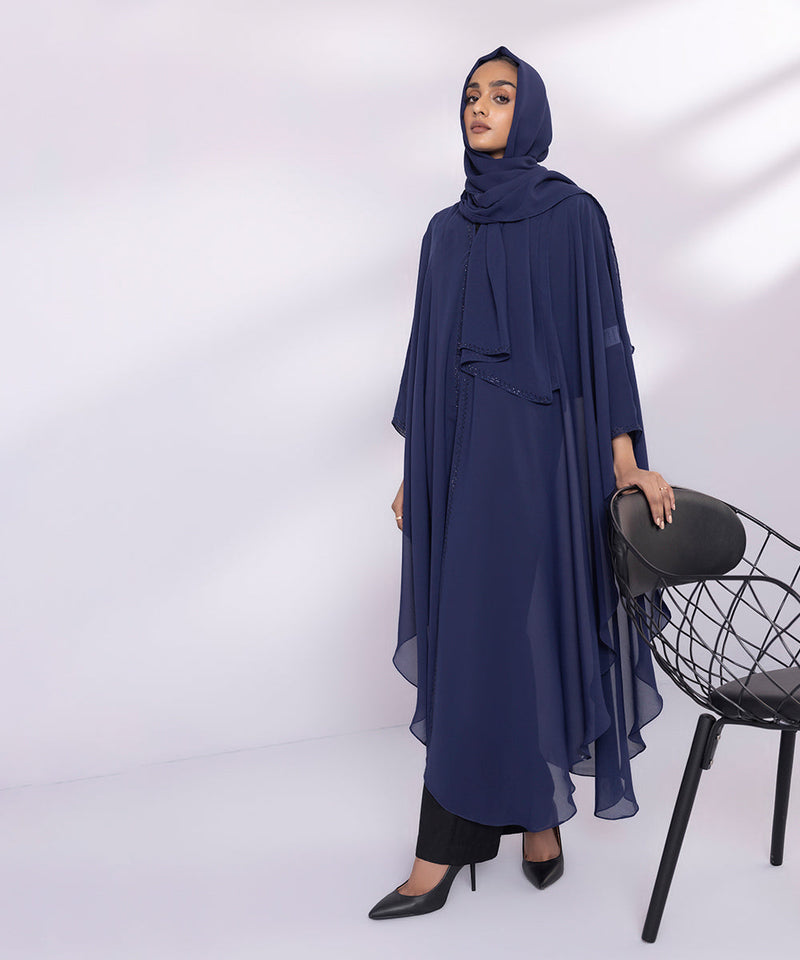 Poncho Abaya Set With Diamante Detail