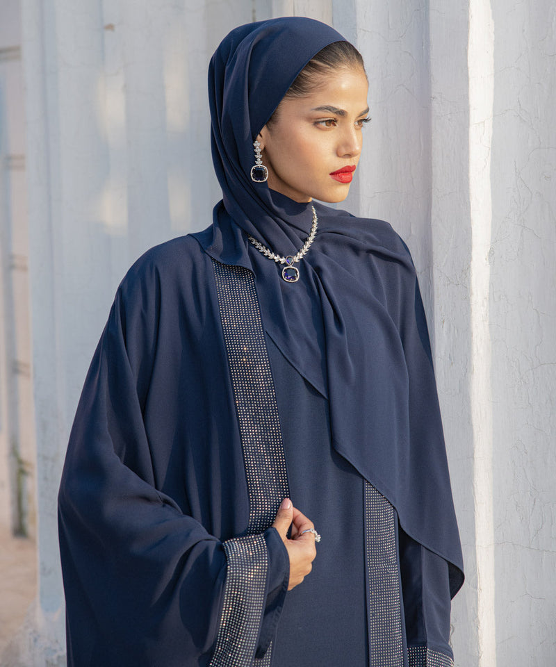 Front Open Embellished Abaya Set