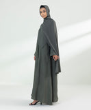 Embroidered Button Through Abaya Set